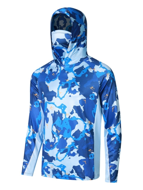 Men's Camouflage Fishing Shirt with Hood - Quick Dry